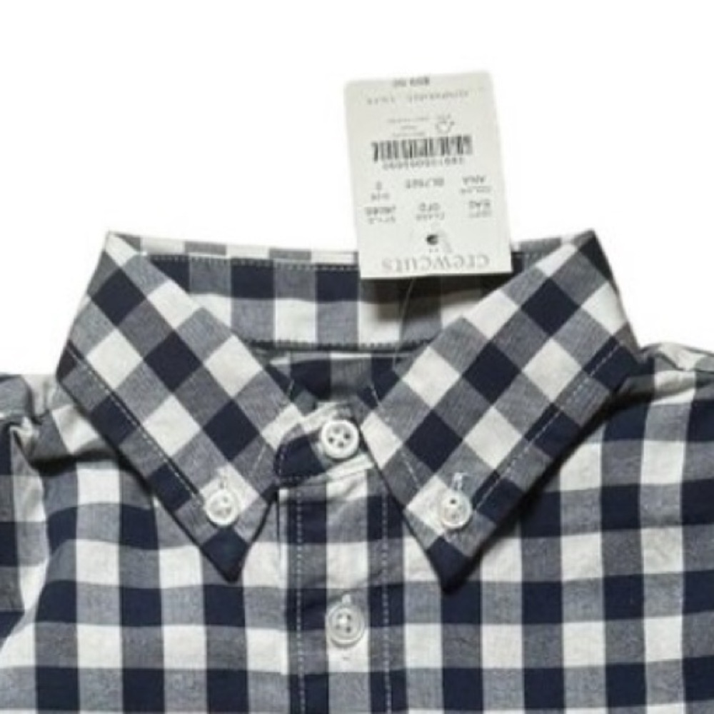 J Crew Button Down Navy Crewcuts Boys Checkered Kids' Navy Long-Sleeve Flex - Picture 7 of 8
